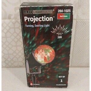 Gemmy Kaleidoscope Red & Green LED Light Show Projection Light Stake Swirl NOS